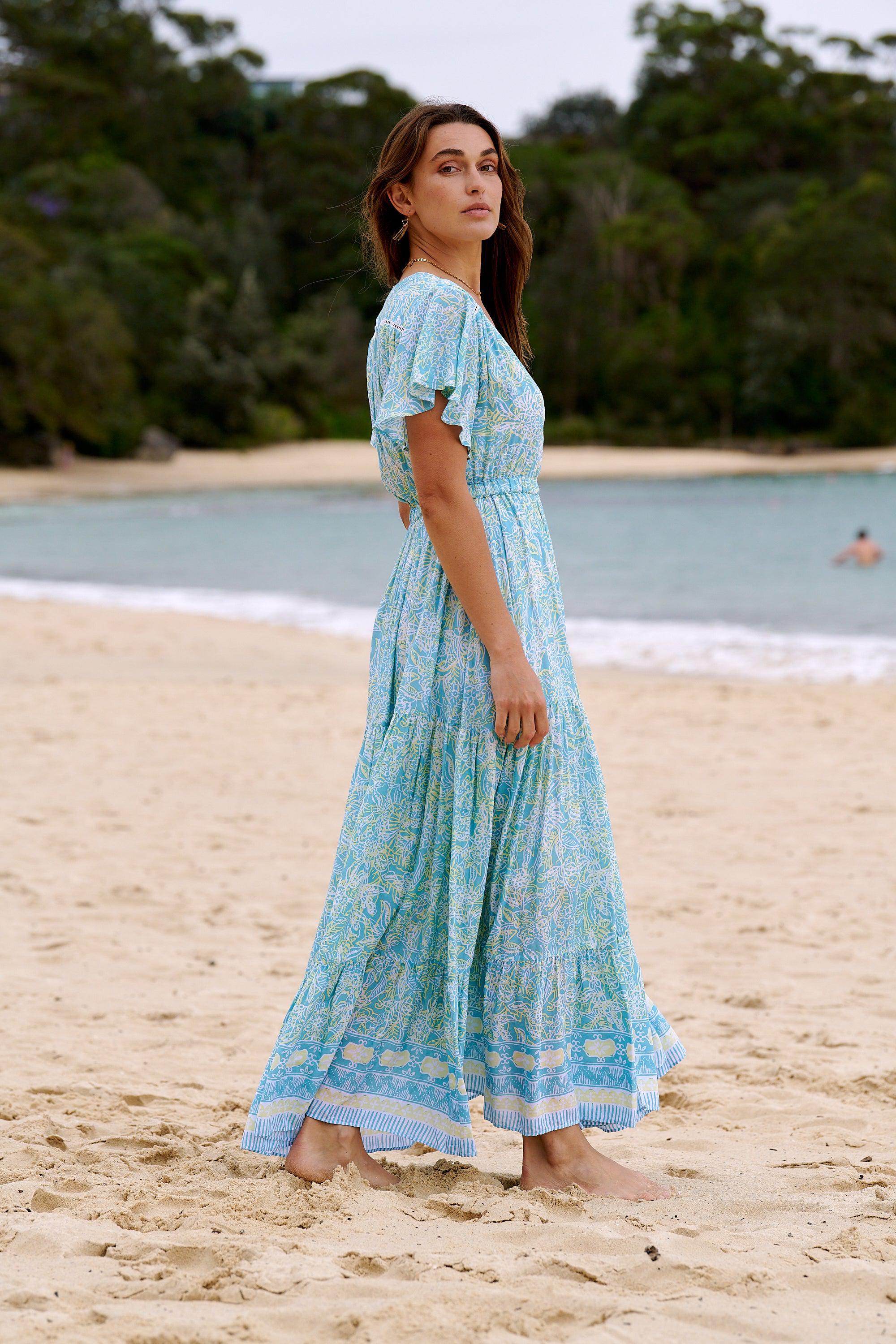 Margo Maxi Dress ~ Aqua Batik