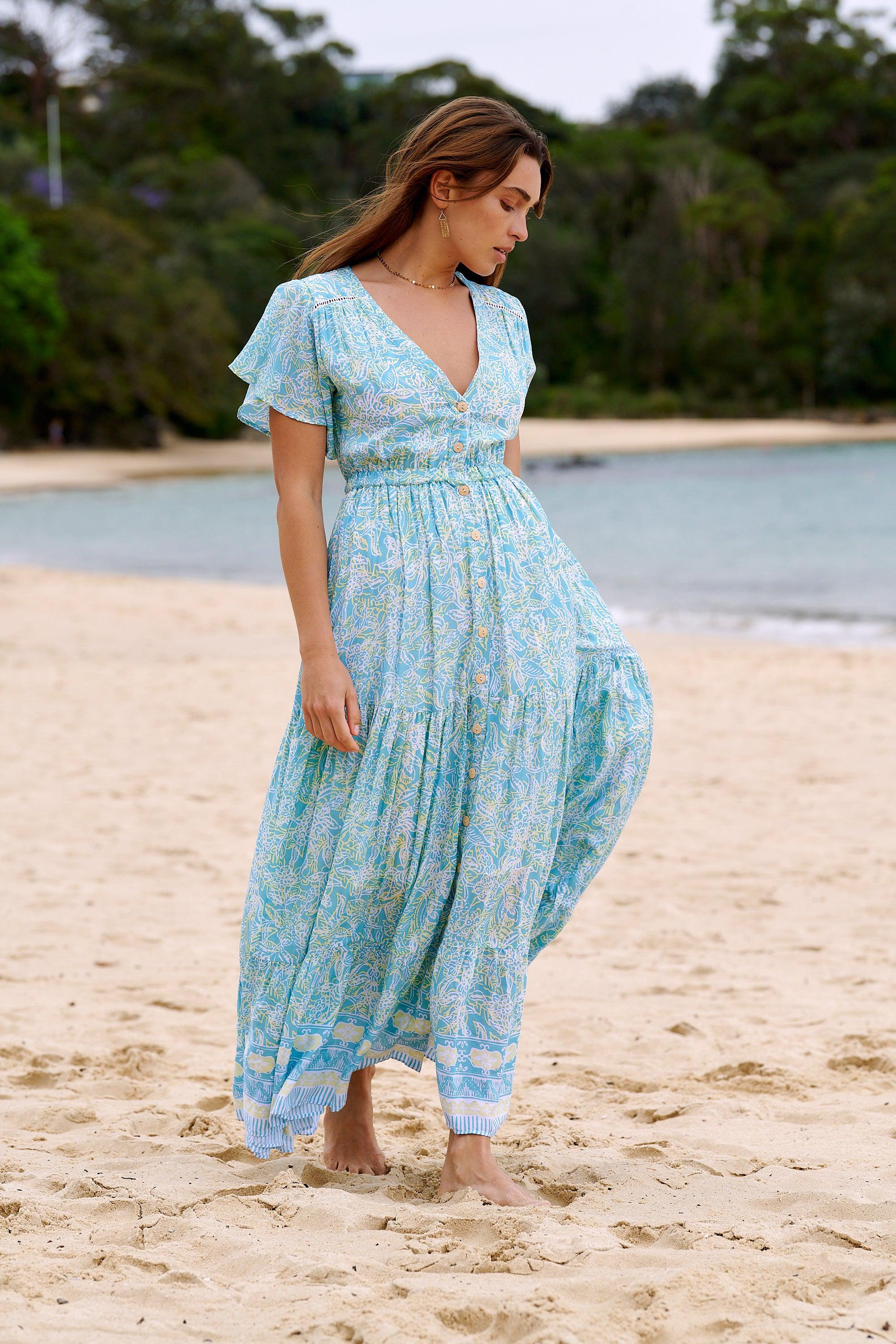 Margo Maxi Dress ~ Aqua Batik