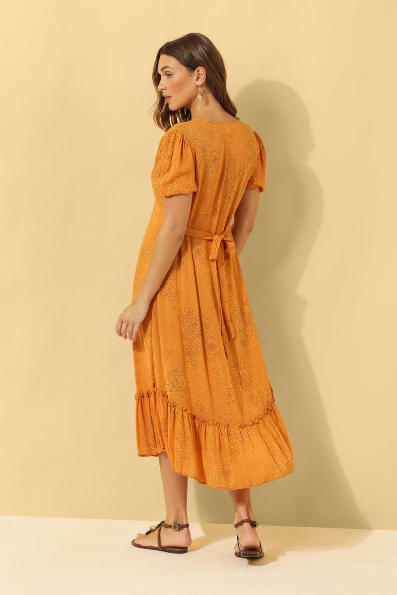 Noa Tie Back Dress ~ Burnt Orange
