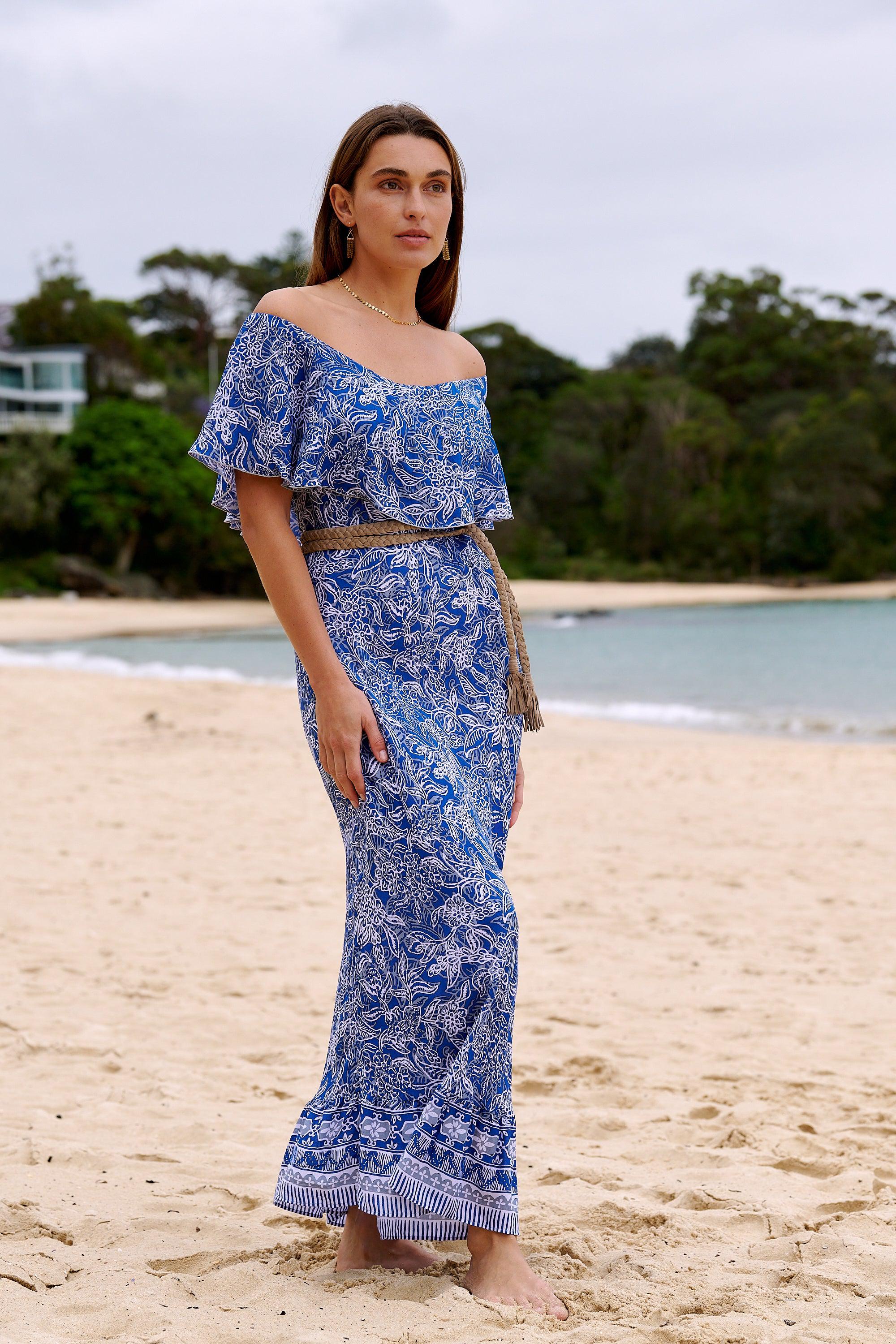 Stella Off The Shoulder Maxi Dress ~ Navy