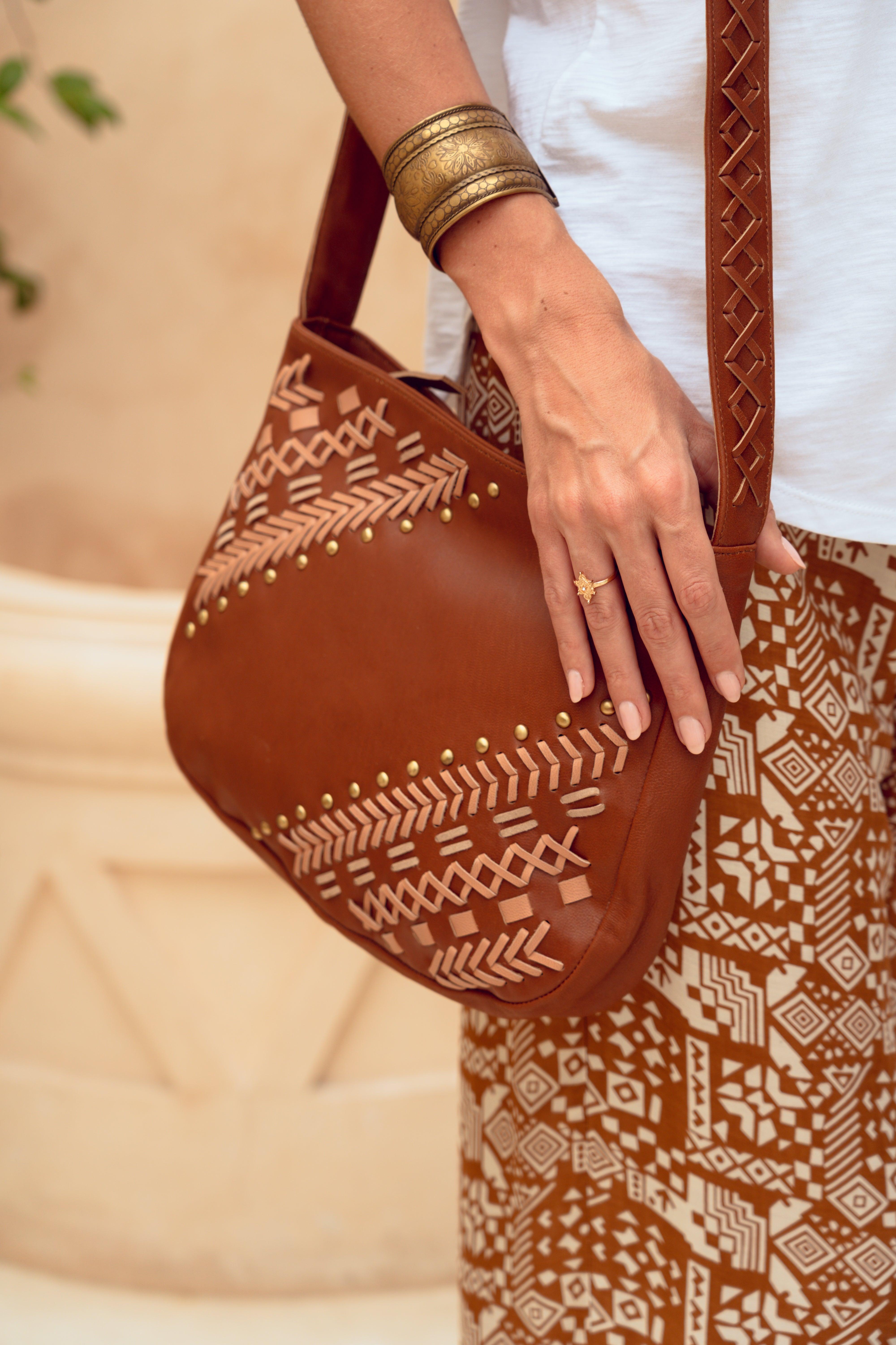 Zenya 100% Leather Bag ~ Caramel