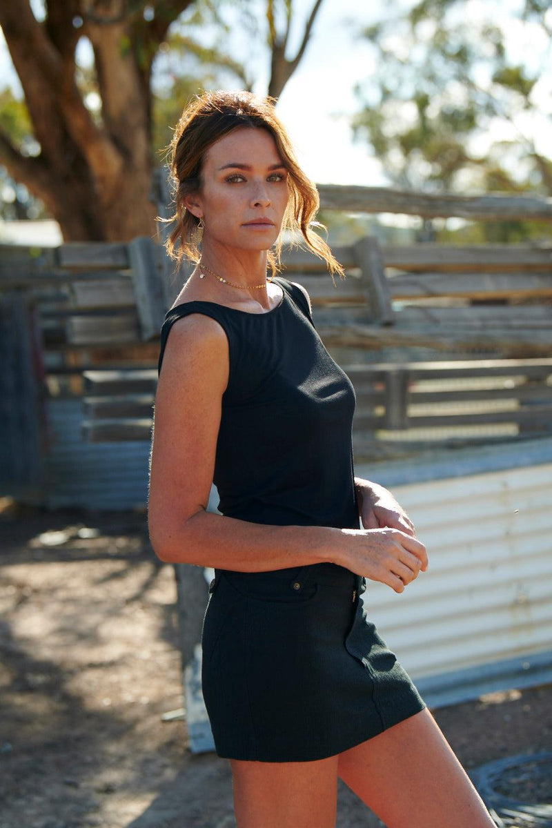 Ezra 100% Cotton Mini Skirt Black