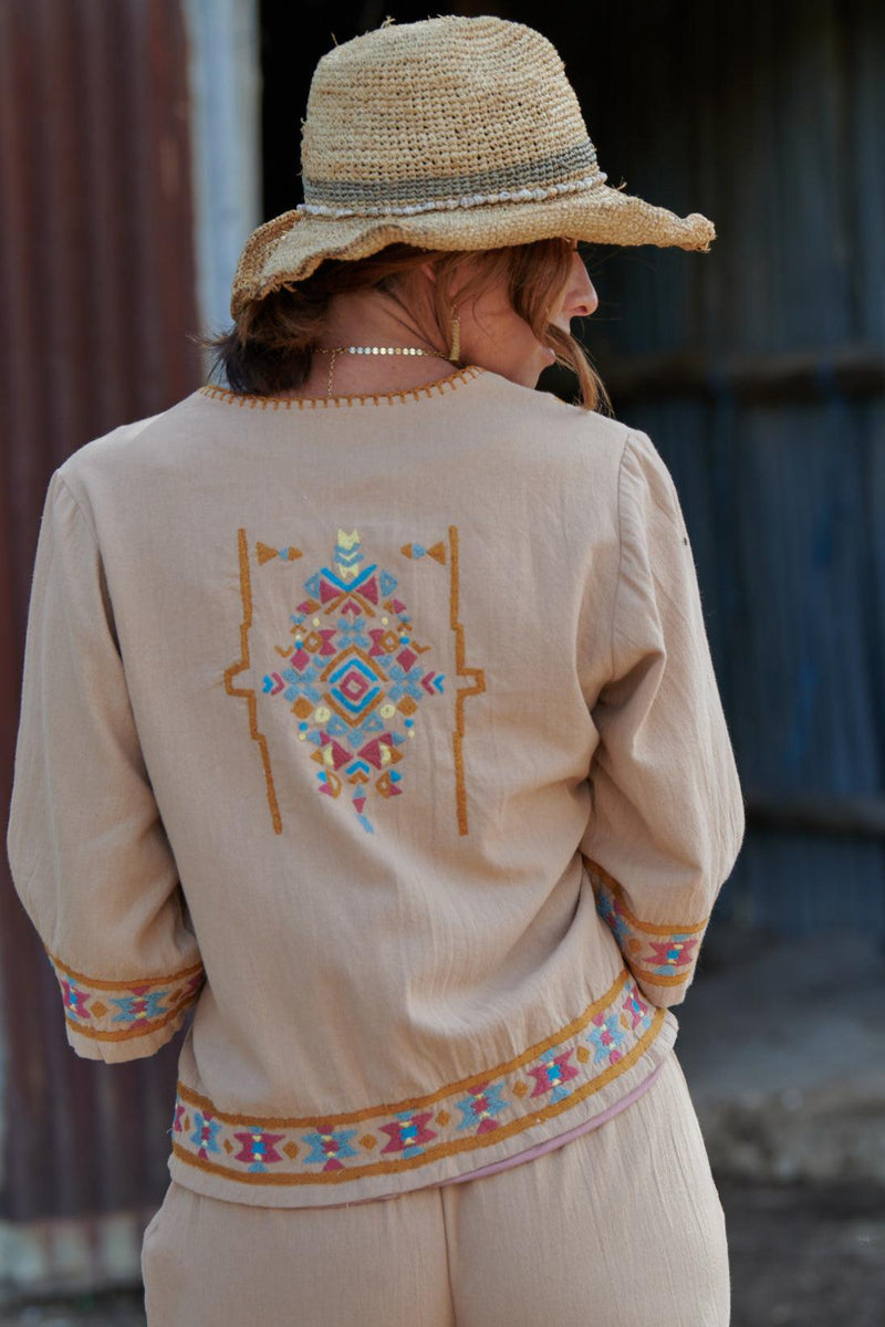 Kora 100% Cotton Embroidered Jacket ~ Maple-Jacket-Harla