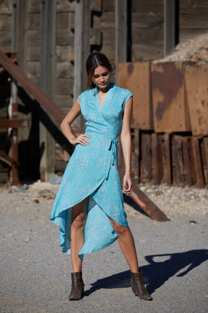 Mila Kimono Wrap Dress ~ Turquoise