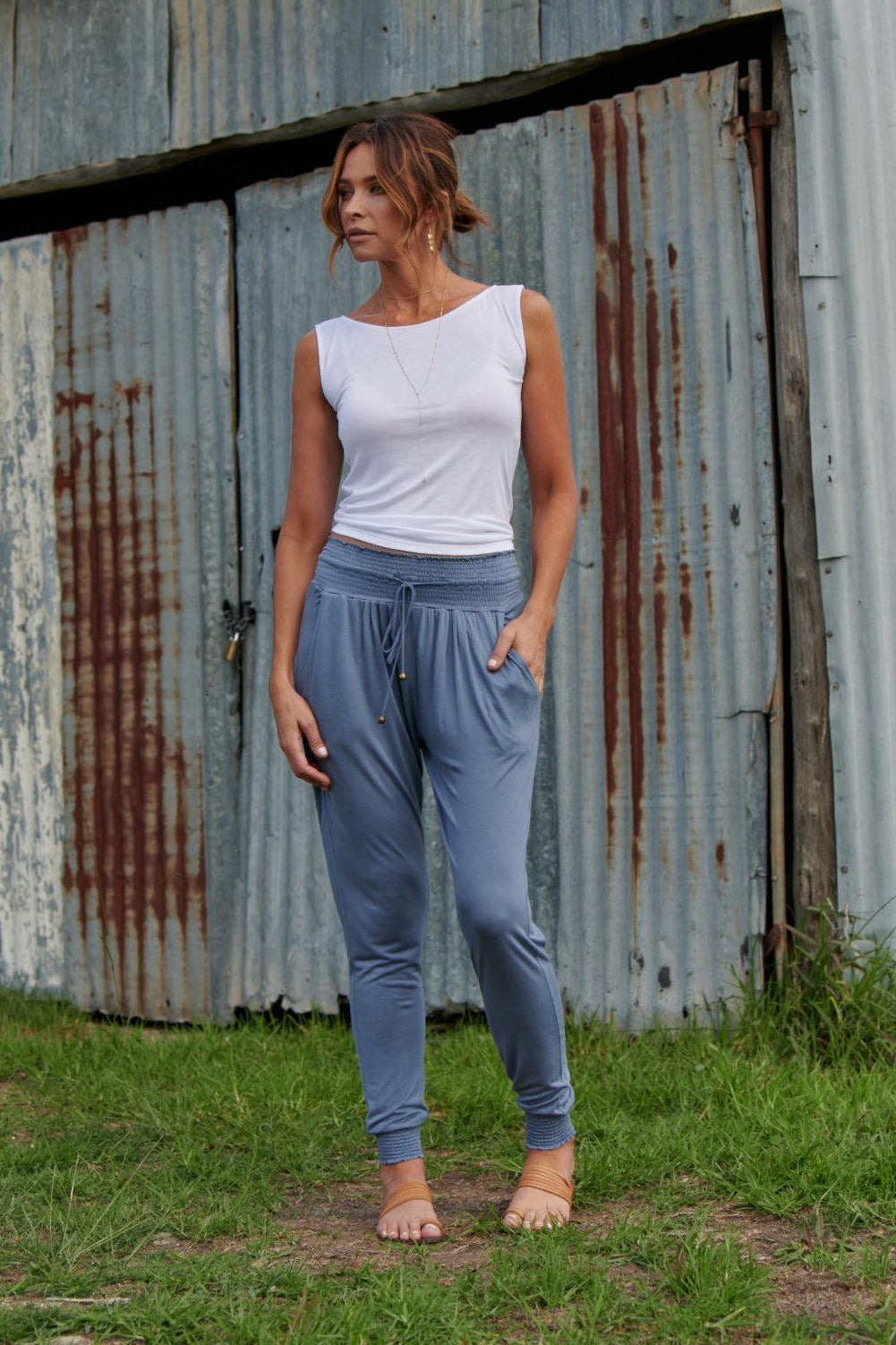 Tyler 100% Bamboo Pants ~ Blue-Pants-Harla