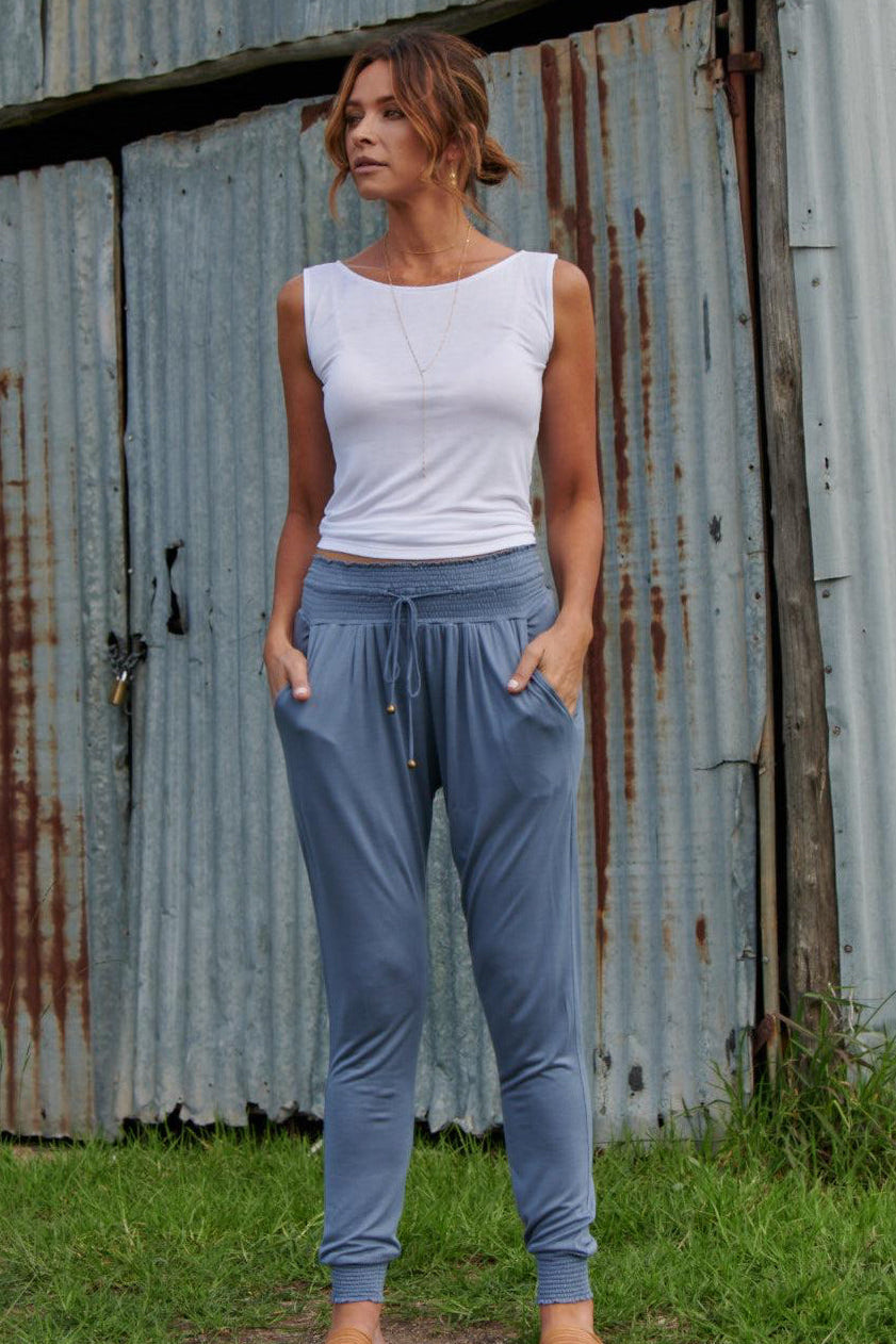 Tyler 100% Bamboo Pants ~ Blue-Pants-Harla