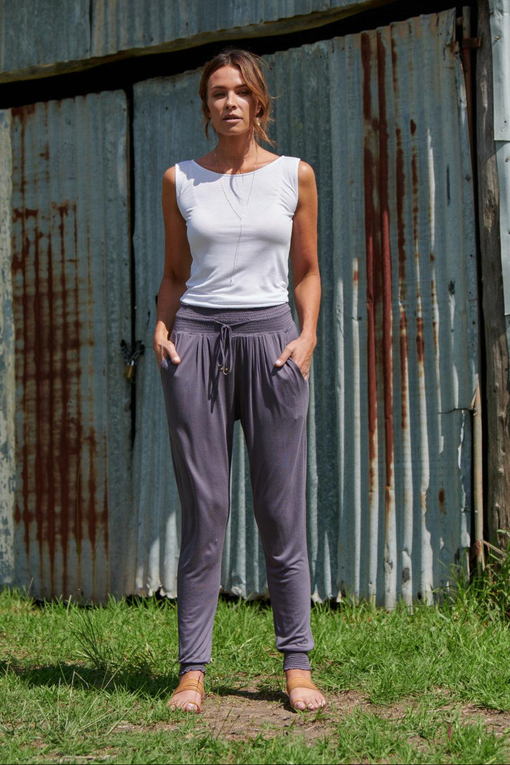 Tyler 100% Bamboo Pants ~ Charcoal-Pants-Harla